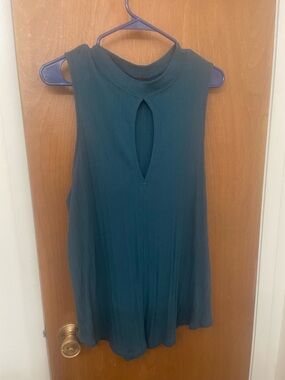 We The Free Teal Keyhole Mock Neck Tank